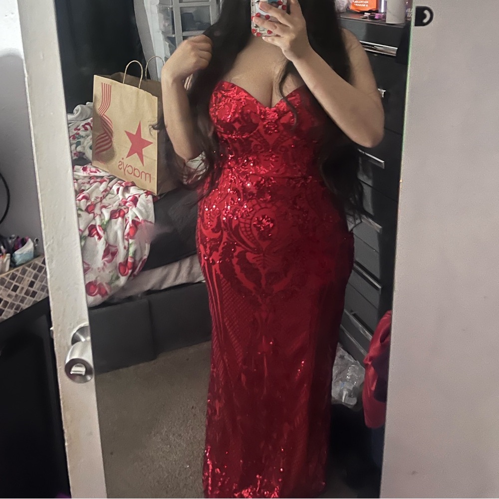 Macy's Glamorous Red Sequin Dress